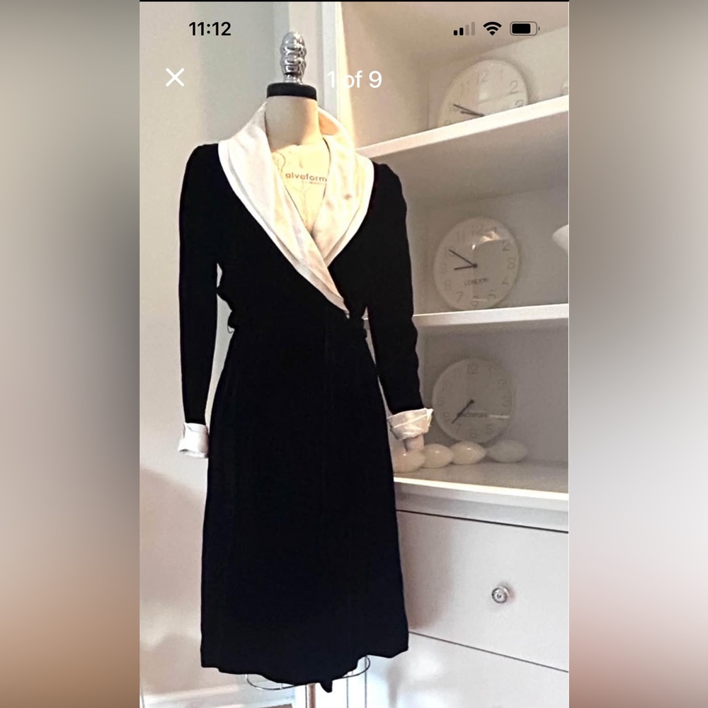 Black Velvet & White Satin Vintage Dress